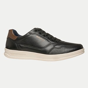 TÊNIS PEGADA CASUAL COM CADARÇO COURO PRETO MASCULINO ADULTO