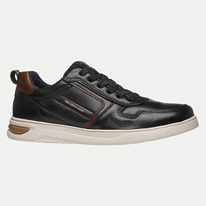 TÊNIS PEGADA CASUAL COM CADARÇO COURO PRETO MASCULINO ADULTO
