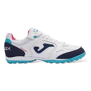 Chuteira Joma Society Top Flex Branco/Azul Masculino