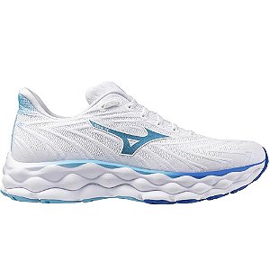 Tênis Mizuno Wave Sky 8 Branco/Azul Feminino