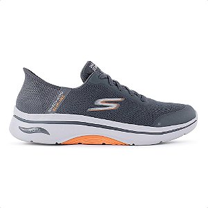 Tênis Skechers Go Walk Arch Fit 2.0 Carvao/Laranja Masculino
