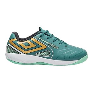 Chuteira Umbro Futsal Pro 5 Jr Petróleo/Preto/Aqua Infantil