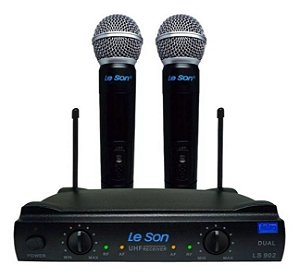 Microfones Duplo Sem Fio Le Som Ls 902 Unidirecional Preto