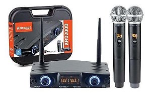 Microfones Duplo Sem Fio Karsect Krd200d Unidirecional Preto