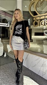 SAIA GLAM METALIZADA COM FORRO DE SHORT