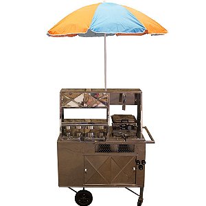 Carrinho 2 em 1 - Hot-dog e lanche com Caixa Térmica Com Cobertura