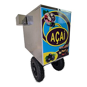 Carrinho de Açaí Em Inox Com Guarda sol