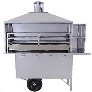 Carrinho de Churrasco Extra-Grande 1,50m de Churrasqueira Toda em Inox
