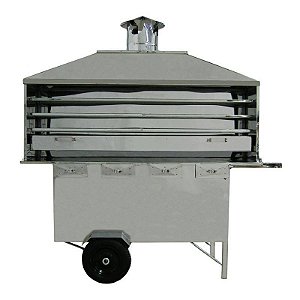 Carrinho de Churrasco Extra-Grande 1,80M de Churrasqueira à Carvão Toda em Inox