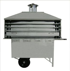 Carrinho de Churrasco Extra-Grande 1,80M de Churrasqueira à Carvão Toda em Inox