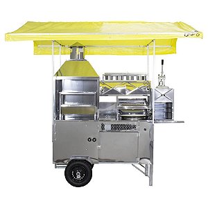 Carrinho de Churrasco, Hot-Dog, Pastel, Batata Frita (Modelo 4 em 1) Com Cobertura