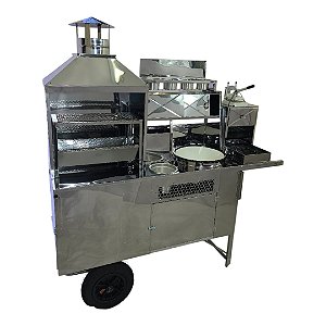 Carrinho de Churrasco, Hot-Dog, Pastel, Batata Frita (Modelo 4 em 1) Com Cobertura