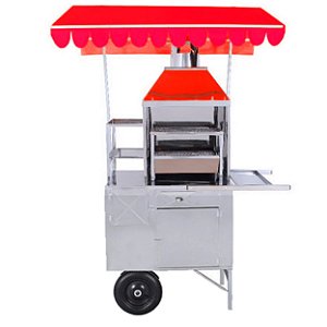 Carrinho de Churrasco Inox (50cm de Churrasqueira) Com Cobertura