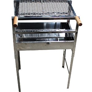 Churrasqueira 50cm Inox Com Pés Dobráveis E Grelha Em Inox