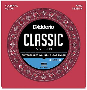 Encordoamento D'Addario EJ27H Violão Nylon Transparente, Tensão Alta