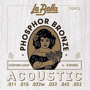 Encordoamento La Bella Violão Aço Phosphor Bronze Custom Lite 11-52