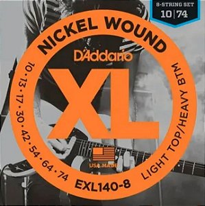 Encordoamento D'Addario EXL140-8 Guitarra 8 Cordas 10-74