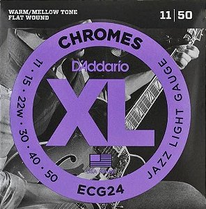 Encordoamento D'Addario ECG24 Chromes Flatwound Guitarra 11-50