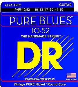 Encordoamento DR Strings Pure Blues Guitarra 10-52 Níquel