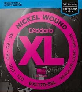 Encordoamento D'Addario EXL170-5SL Baixo 5 Cordas 45-130 Super Longa