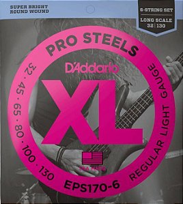 Encordoamento D'Addario EPS170-6 Pro Steels Baixo 6 Cordas 32-130