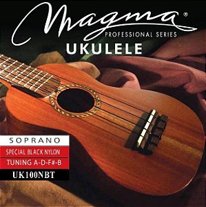 Encordoamento Magma Ukulele Soprano Nylon Preto A-D-F#-B