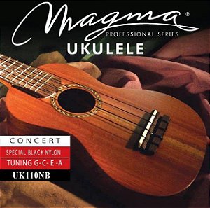 Encordoamento Magma Ukulele Concerto Nylon Preto G-C-E-A