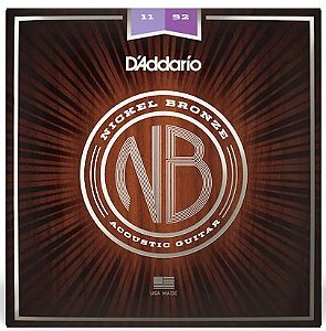 Encordoamento Violão Aço D'addario Nickel Bronze 011 NB1152 Custom Light