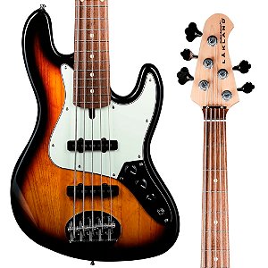 EM BREVE: Baixo Lakland Skyline 55-60 Vintage J 5 Cordas, Sunburst, Rosewood