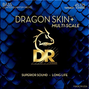 Encordoamento DR Strings Dragon Skin+ Baixo Multi-Scale Quantum Nickel 45-125 Tap. Medium