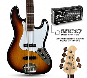 Baixo Lakland Skyline 44-60 PMX Custom – Sunburst com Preamp Trickfish J-Core + Aguilar AmPlug3