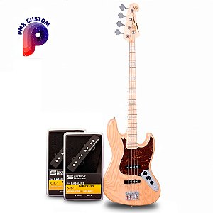 Baixo SX 4 Cordas em Ash - Natural c/ Escudo Tortoise – PMX Custom (Captação Seymour Duncan)