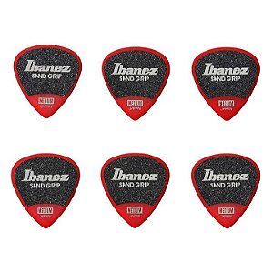 Palheta Ibanez Grip Wizard Sand Grip PPA16MSG-RD – 0.8 mm Média (Kit com 6 Unidades)