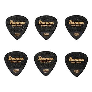Palhetas Ibanez Sand Grip Média - 0.8mm Preta (6 un)