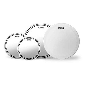 Kit Peles EVANS EC2S Clear 10", 12", 14" + HD Dry Porosa 14" Caixa