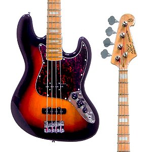 Baixo SX Jazz Bass 4 Cordas em Ash - Sunburst c/ Escudo Tortoise
