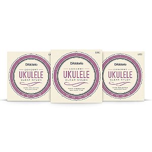 Kit com 3 - Encordoamento D’Addario EJ65C Ukulele Concert (28-32-40-28)