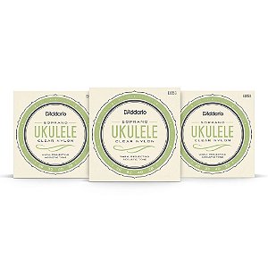 Kit c/ 3 Encordoamentos D'Addario EJ65S Ukulele Soprano 24-32-34-28