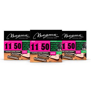 Kit c/ 3 Encordoamentos Magma ED Revestida Guitarra 11-50 M