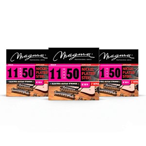 Kit c/ 3 Encordoamentos Magma GE160N Guitarra 11-50 Níquel
