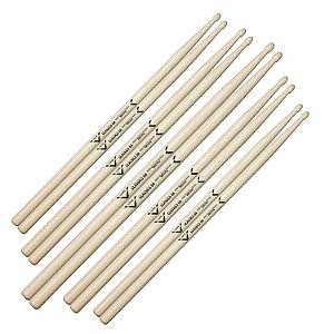 Kit c/ 5 pares - Baqueta Vater Classics 5A Wood Tip Hickory Drumsticks