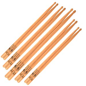 Kit c/ 5 Pares - Baquetas Los Cabos 5B Hickory (Par)