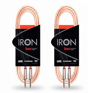 Kit c/ 2 - Cabo KWC Iron Standard Caixa Acústica P10 Reto 3 mts
