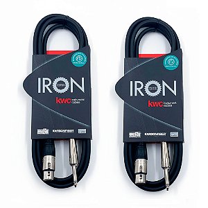 Kit c/ 2 - Cabo KWC Iron Std Microfone XLR Neutrik Fêmea/P10, 3 mts