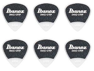 Palhetas Ibanez Sand Grip Média - 0.8mm Branca (6 un)