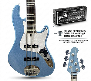 Baixo Lakland Skyline Darryl Jones DJ-5 5 Cordas - Lake Placid Blue, Maple + Aguilar AmPlug3