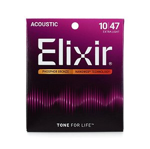 Corda Elixir Nanoweb 010 Extra Light Phosphor Bronze para Violão Aço
