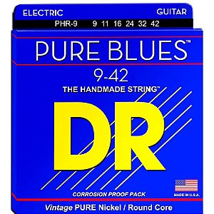 Encordoamento DR Strings Pure Blues Guitarra 9-42 Níquel