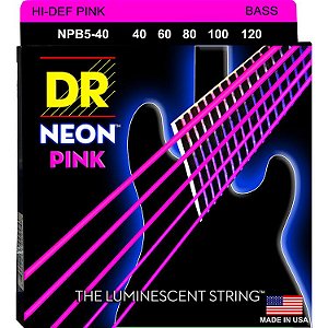 Encordoamento Hi-Definition NEON Pink, Baixo 5 Cordas 40-120 - Standard Scale
