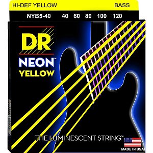 Encordoamento Hi-Definition NEON Yellow, Baixo 5 Cordas 40-120 - Standard Scale
